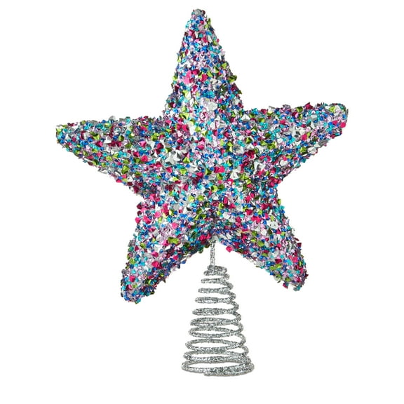 Chunky Sequins Star Christmas Tree Topper, Multicolor, 11", by Holiday Time