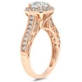 thumbnail image 2 of 2.7 ct Brilliant Round Cut Real Genuine Natural Diamond VS1-VS2 I-J 18K Rose Gold Halo Promise Wedding Statement Engagement Designer Ring W/ Crystal side stones size 6.5, 2 of 7