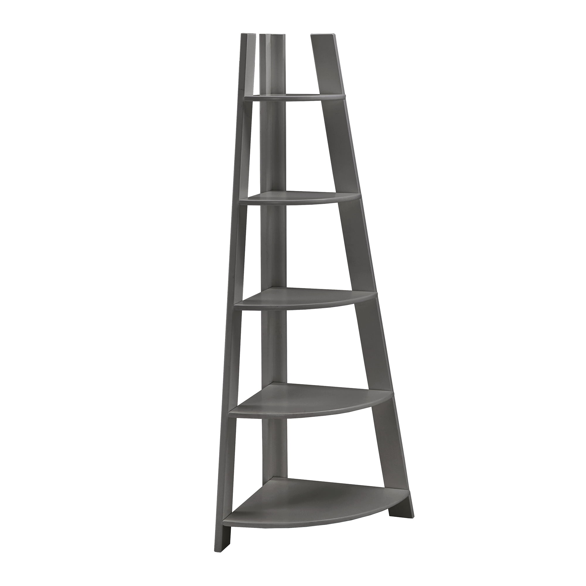 Weston Home Solvig Corner Ladder 5 Shelf Bookcase, Gray