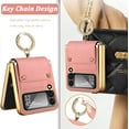 thumbnail image 3 of Pink Case Compatible Galaxy Z Flip 4 Case with Ring & Camera Screen Protector,Full Body Protection PU Leather Cover Case,Thin Wristband Phone Case for Samsung Galaxy Z Flip 4 5G Case with Stand, 3 of 12