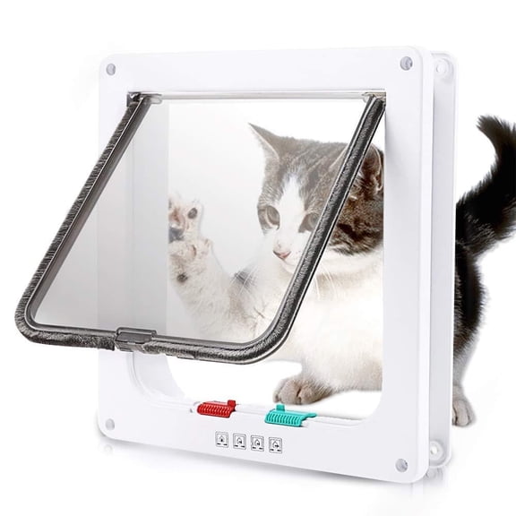 Cat Door,(Outer Size 7.5"x7.8") 4 Way Locking Cat Flap Door for Interior Exterior Doors,ZOUYUE Pet Doors for Window & Wall