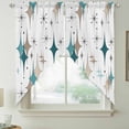 thumbnail image 2 of Green Brown Diamond Swag Valances for Windows, Kitchen Curtains 36 Inch Length 2 Panels Set, Modern Geometric Middle Century Short Curtains for Small Windows Rod Pocket Cafe Curtains Drapes 28"x36", 2 of 8