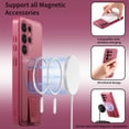 thumbnail image 5 of for Samsung Galaxy S25 Ultra Magnetic Phone Case with Wristband, Magnetic Case [Support Wireless Charging] PU Leather Hard PC Slim Shockproof Protective Cover for Samsung Galaxy S25 Ultra, Red, 5 of 6