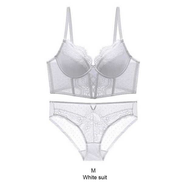 enqiretly French Lingerie Sexy Push Up Brassiere Breathable Skin Friendly  Ladies Lace Bra Panty Sets Wedding Thin Underwear M 