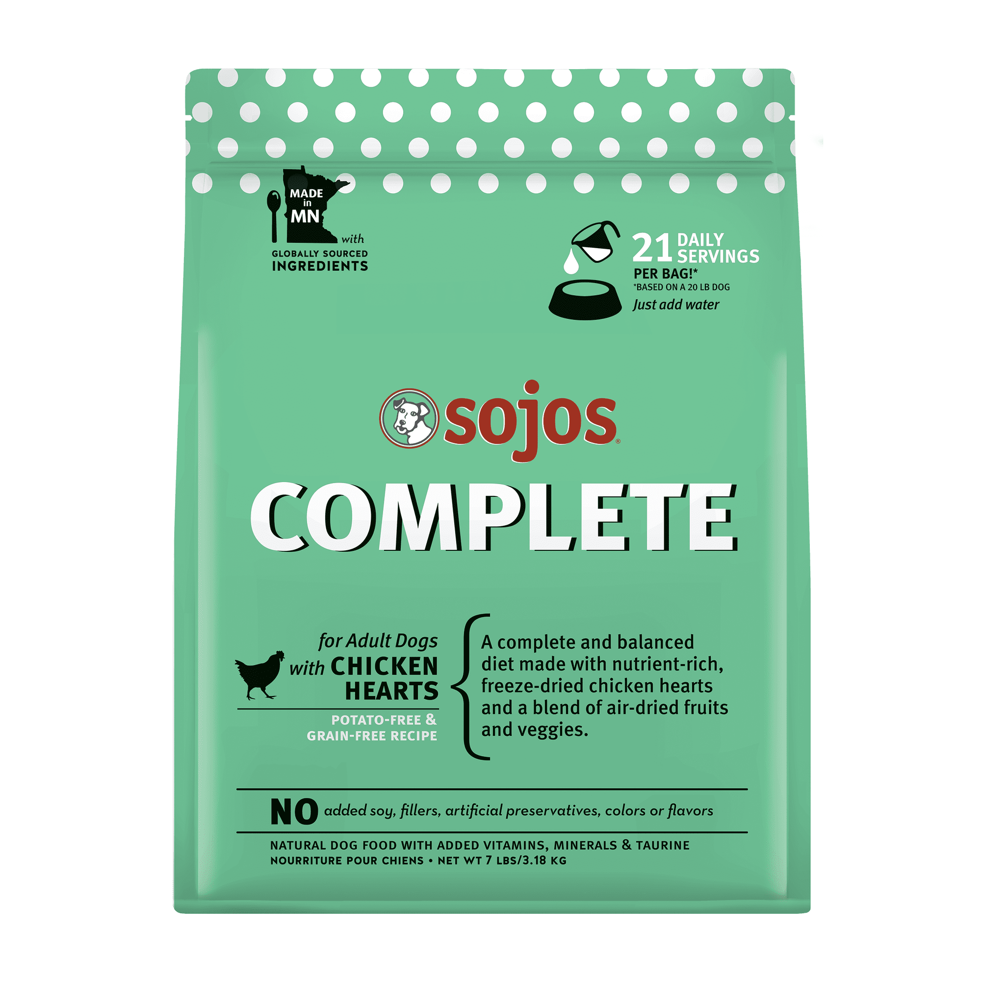 Sojos Complete Chicken Recipe Adult Freeze-Dried Grain-Free Raw Dog Food, 7 Pound Bag