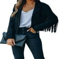 thumbnail image 2 of Veste à Franges pour Femmes Cardigan à Franges Crop Tops Vintage Ouvert devant Manteau Motard, 2 of 6