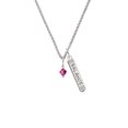 thumbnail image 2 of Delight Jewelry Fuchsia Crystal Bicone Silvertone Balance Bar Charm Necklace, 23", 2 of 4
