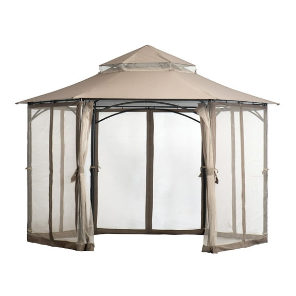 Shelterlogic Magnolia 11'x11' Vented Soft Top Gazebo And Screenhouse Bronze