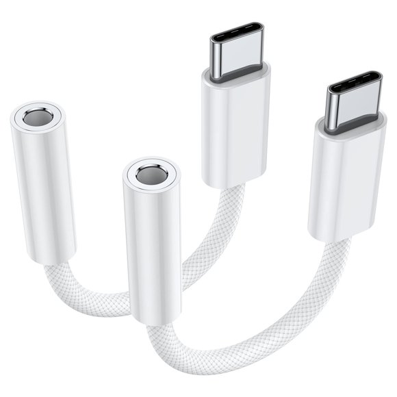 Adaptador USB tipo C a conector hembra para auriculares de 3,5 mm, paquete de 2