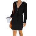 thumbnail image 1 of Femmes à Capuche à Fermeture Éclair Robe à Manches Longues Taille Cordon Mode Hoodie de Couleur Unie Robes de Pull, 1 of 7
