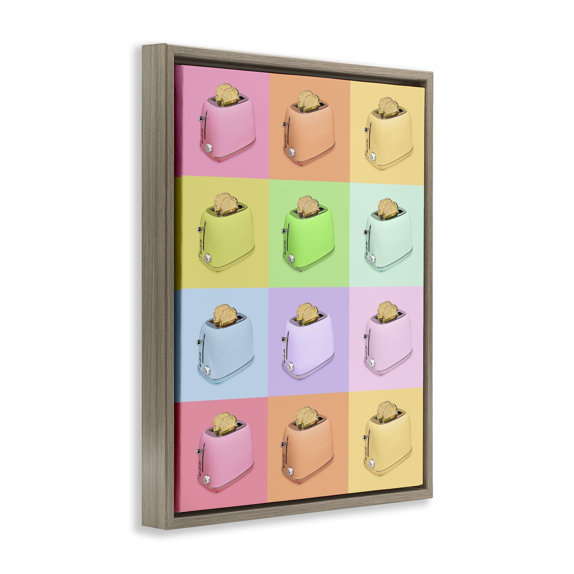 Stupell Industries Golden Disco Toaster Collage Brown Framed Floater Canvas Wall Art, design by LISH Creative