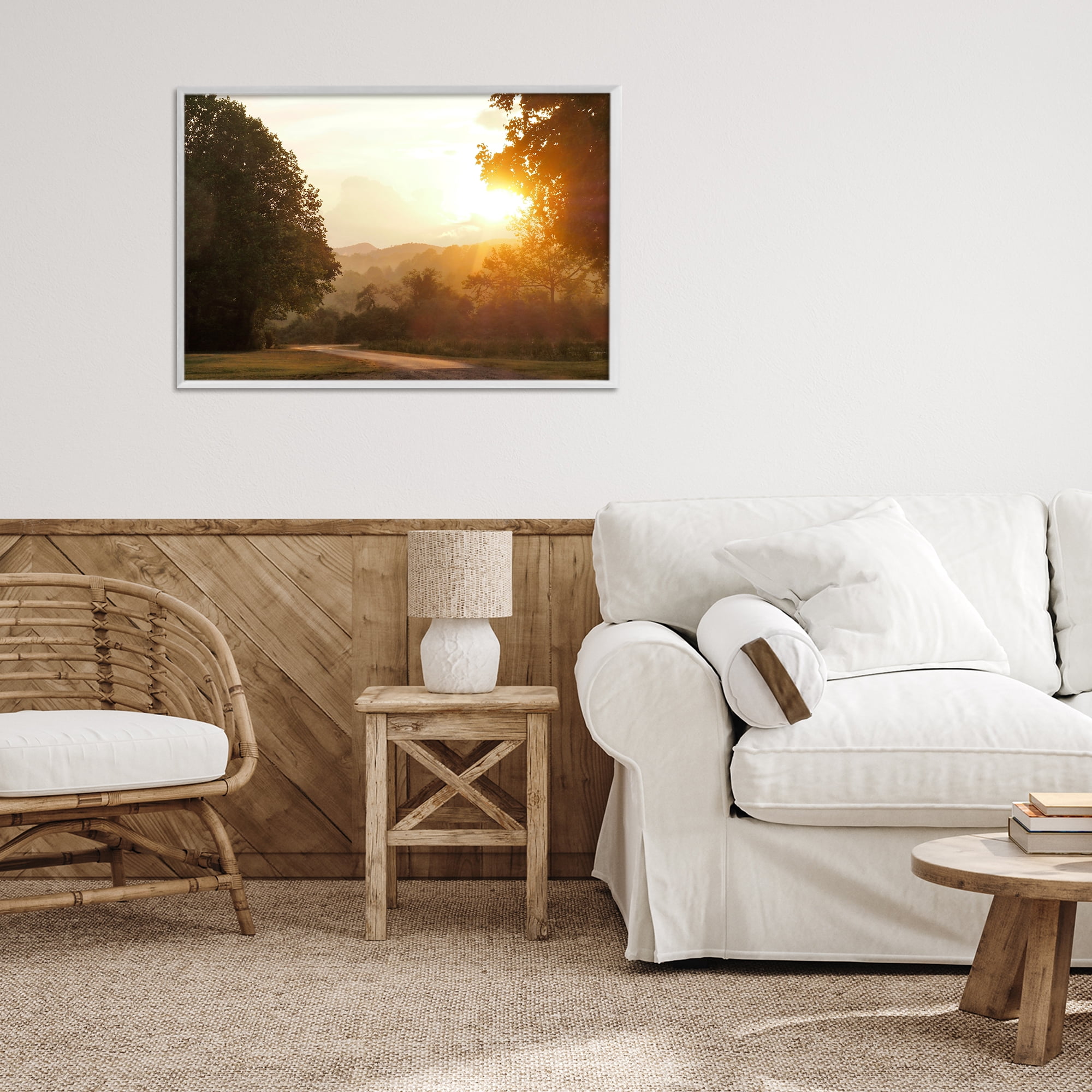 Stupell Industries Golden Morning Between Trees White Framed Giclee Art, design by Gail Peck