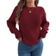 thumbnail image 1 of Suéter de Crochet Calado para Mujer, Jersey de Punto de Larga con Cuello Redondo, Camisa Informal de Otoño e Invierno. Rojo Vino S, 1 of 9