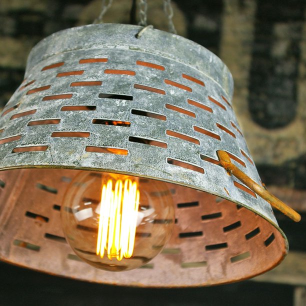 Event Lighting Small Olive Bucket Pendant Lamp Light Distressed Rustic