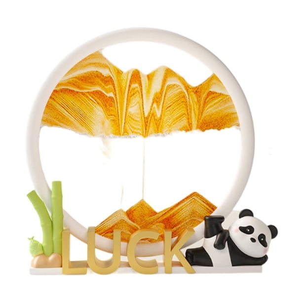 Figura de panda con arena en movimiento 3D, ideal como regalo, para pintar con arena en movimiento en tu escritorio. Naranja