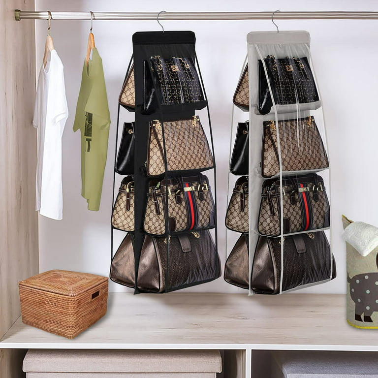 Handbag Hanging Organizer, 8 Pocket Hanging Purse Organizer Handbag Storage  Hanger Oxford Cloth Closet Organizer for Family Closet Bedroom, Foldable  and Universal Fit (Black) 