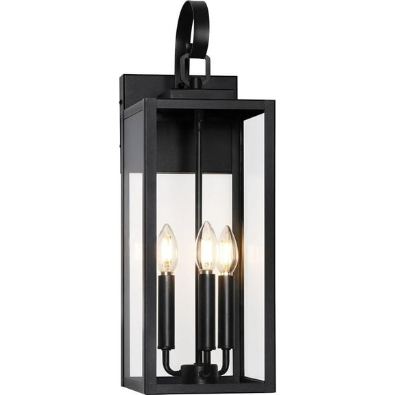 Nordic Hygge 23" Outdoor Wall Light Fixture, 3-Light Extra Large Exterior Lighting Fixture Wall Mount, Waterproof Porch Light Outdoor Wall Sconce Lantern
