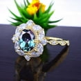 thumbnail image 3 of Alexandrite Engagement Ring Diamond Halo Bridal Wedding Jewelry Color Change Gemstone Proposal Ring June Birthstone Gold Ring Personalized Gift For Wife, 3 of 4