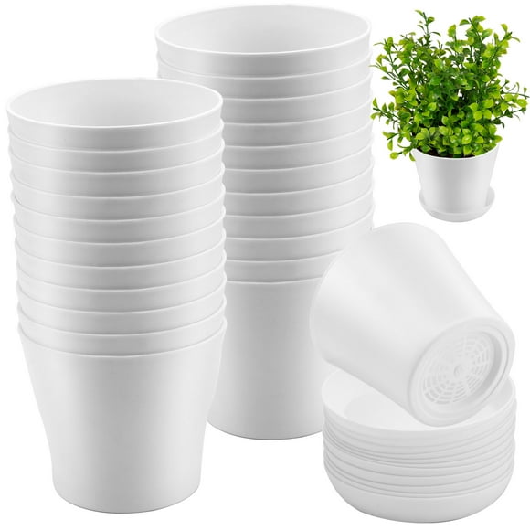 Large White Plastic Plant Pots