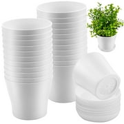 ZOENHOU 20 Pack 5.5 Inch Plastic Planters with Saucers, Modern Decorative Flower Plant Pots, Seed Nursery Pots with Drainage In White Tone