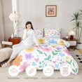 thumbnail image 4 of Manfei Watercolor Floral Leaves Full Size Comforter Sets 3-Piece,Rustic Botanical Bedding Comforter Set,1 Comforter and 2 Pillowcases,Reversible, 4 of 6