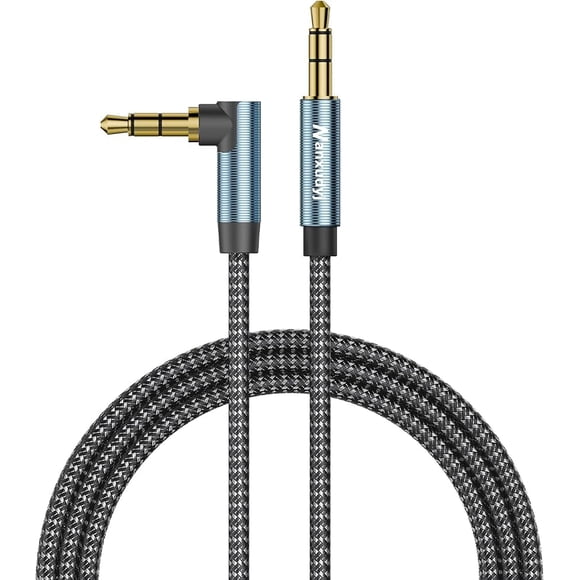 Cable AUX Nanxudyj de 0,9 m, macho a macho de 3,5 mm, con conector en ángulo recto