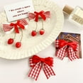 thumbnail image 6 of 1pair Cute Pair Clips Cloth Bow Red Cherry Hair Clip Bow Hairpins Strawberry Side Hairpins Side Bangs Clip D, 6 of 8