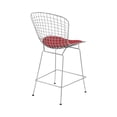 thumbnail image 3 of Mod Made Mid Century Modern Chrome Wire Counter Stool - Set of 2-Color:Red, 3 of 5
