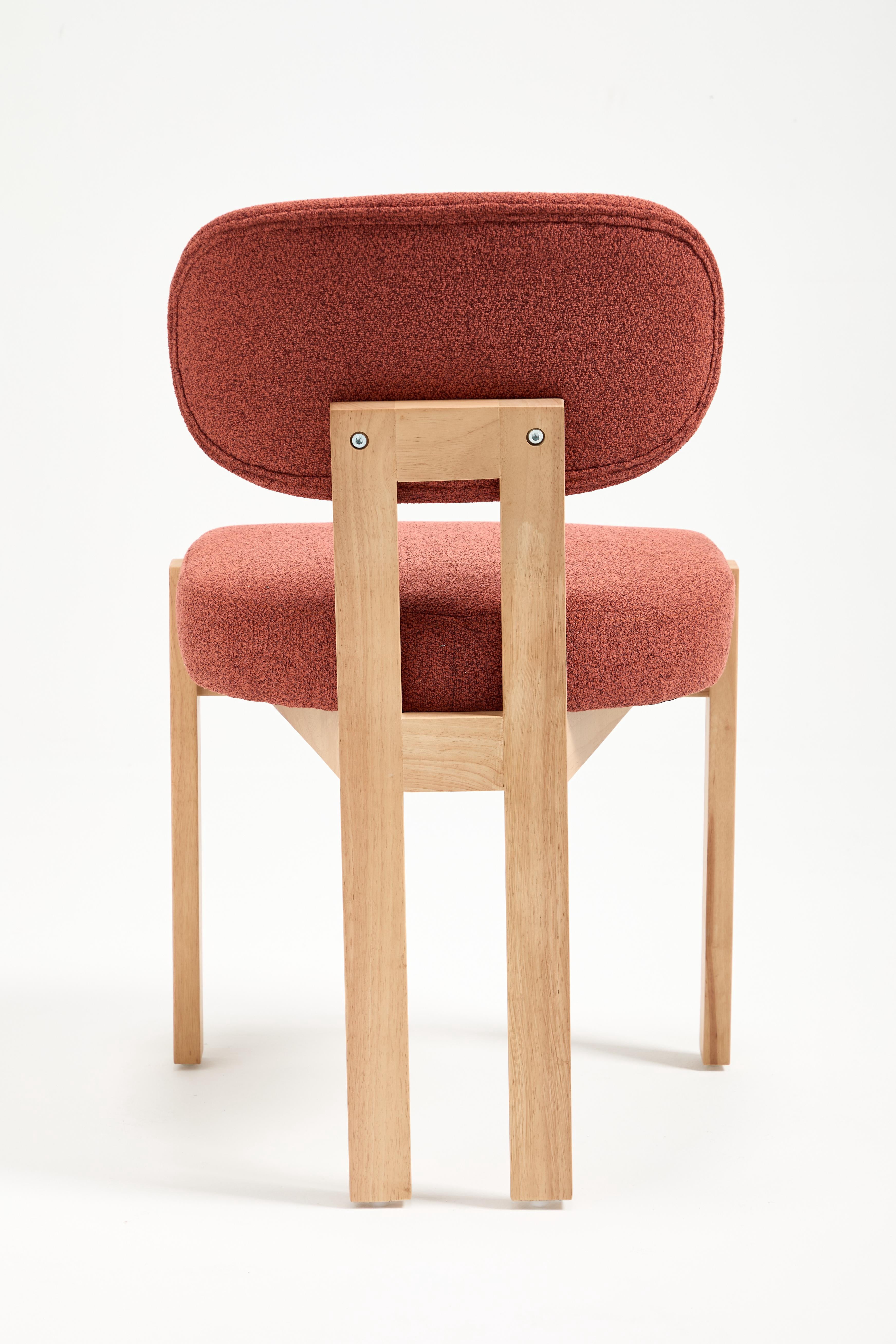 PORKISS Upholstered Dining Chairs Set of 2, Mid-Century Kitchen Chairs with Solid Wood Legs and Cushioned Wingback for Kitchen, Dark Orange