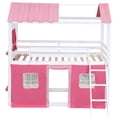 thumbnail image 3 of CHAMPFLAG Pink and White Twin Size Tent Bunk Bed with Storage Ledge, Solid Wood Loft Bed with Ladder and Windows, 3 of 10