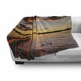 thumbnail image 3 of Coastal Soft Flannel Fleece Blanket, Lake Rotorua Dramatic Sunrise North Island New Zealand Morning Scenic Scenery, Cozy Plush for Indoor and Outdoor Use, 50" x 70", Yellow Red Black, by Ambesonne, 3 of 6