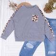 thumbnail image 3 of Women Casual Crewneck Tops Leopard Print Loose Long Sleeve Tee Shirt with Pocket,Grey,M, 3 of 3