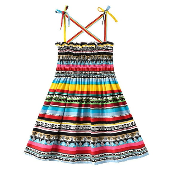 Yuanyu Toddler Girls Beach Dress Baby Sleeveless Halter Casual Mini Sundresses Dress Summer Party Holiday Princess Dresses 1-6 Y