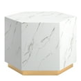 thumbnail image 3 of Weston Home Declan Faux Marble Coffee Table, White, Hexagon, 3 of 6
