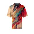 thumbnail image 5 of Summer Polo Shirts for Women Waffle Knit Vintage Texture Oil Painting Print Golf Shirts for Women Short Sleeve Button Collar Trendy Tee Tops Orange XXXL, 5 of 6