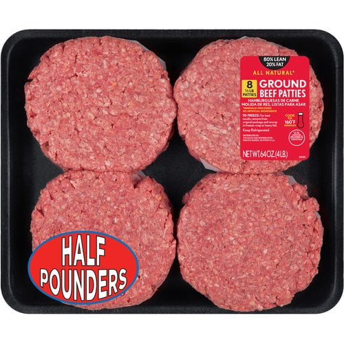 80% Lean/20% Fat, Ground Beef Patties, 4 lbs, 8 ct - Walmart.com