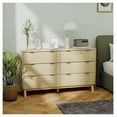 thumbnail image 2 of 6 Drawer Dresser Bedroom, Fluted Chest with Gold Pulls, Natural Wood - Modern Storage for Clothes & Accessories, 2 of 9