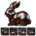 thumbnail image 2 of Chinese Zodiac Rabbit Wood Carving Statue Decorative Lifelike Bunny Ornament For Desktop, 2 of 3