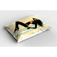 thumbnail image 2 of Ambesonne Pin up Girl Pillow Sham, Curly Haired Lady, 36" X 20", Pale Orange Blue Grey, 2 of 2