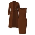 thumbnail image 4 of Business Casual Outfits for Women, 2 Piece Blazer and Dress Set, Long Sleeve Open Front Coat with Bodycon Midi Dress, 4 of 4