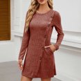 thumbnail image 2 of hotojiny Women's Knit Sweater Dress Elegant Long Sleeve Casual Dress with Pockets Trendy Button Crewneck Dress, 2 of 6