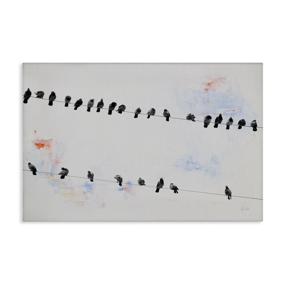 Stupell Industries Migrating Birds on Wire Animals Painting Wrapped Canvas Art Print Wall Art, 24 x 16