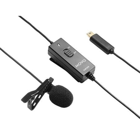 Movo Photo GM300 Battery Powered Lavalier Lapel Omnidirectional Condenser Microphone for GoPro HERO3, HERO3+ and HERO4
