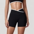 thumbnail image 4 of Women's High Waist Crossover Athletic Shorts with Stretch Fabric and Flattering V Front Waistband - Large, Black, 4 of 7