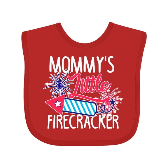 Inktastic Mommys Little Firecracker with Rocket and Fireworks Boys or Girls Baby Bib