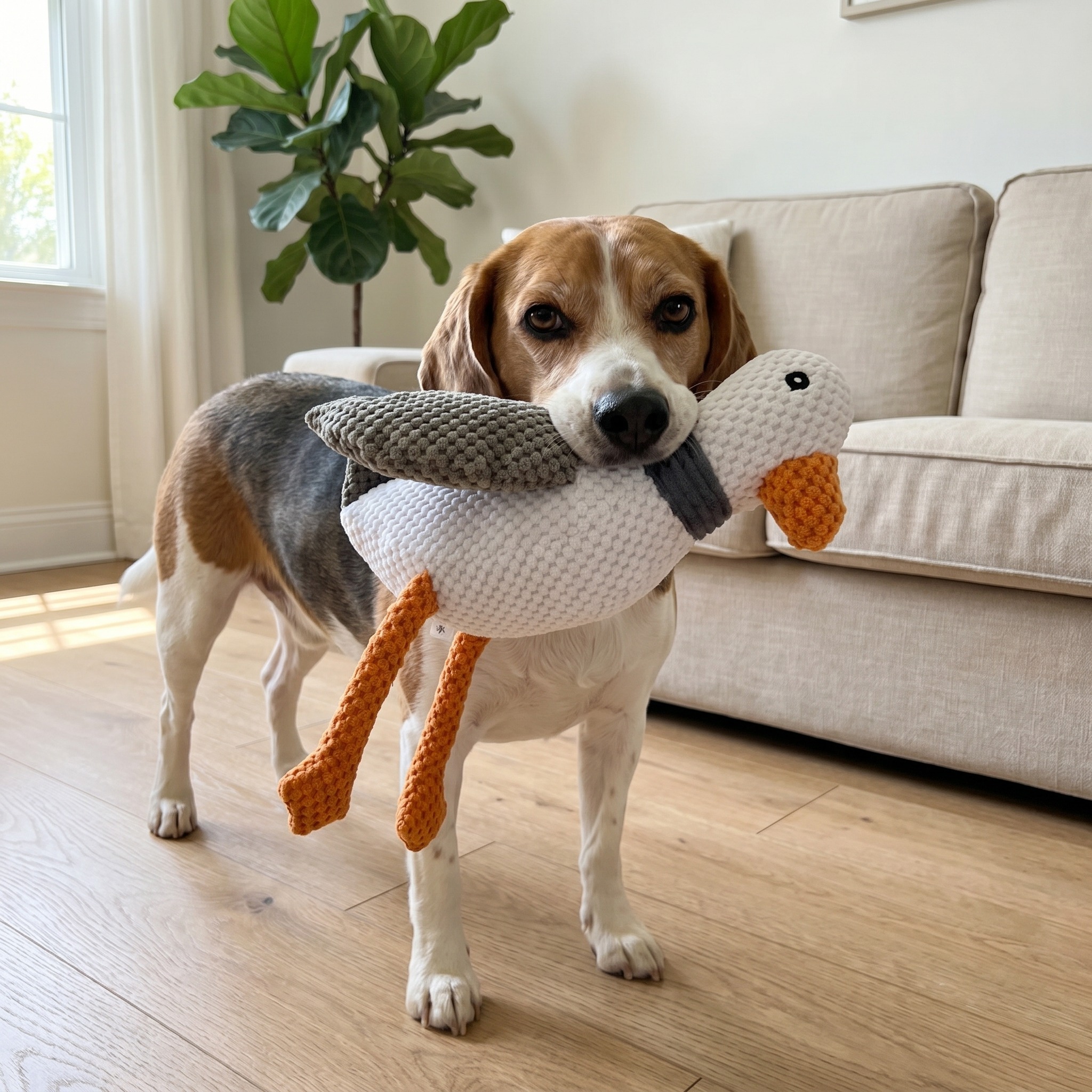 Vibrant Life White Seagull Plush Dog Toy with Squeaker photo 3