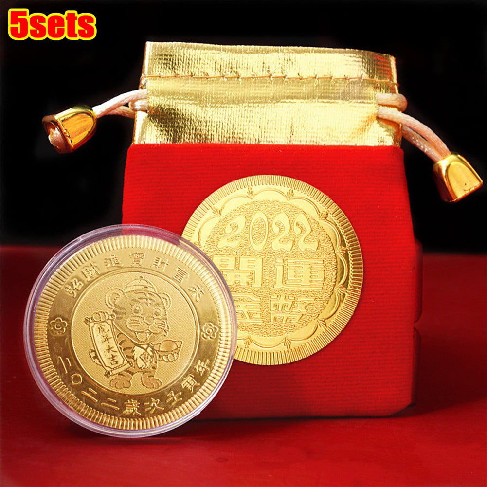 Gold Foil Paper Pig Commemorative Coin Chinese Zodiac Souvenir New Year Gift BSC 