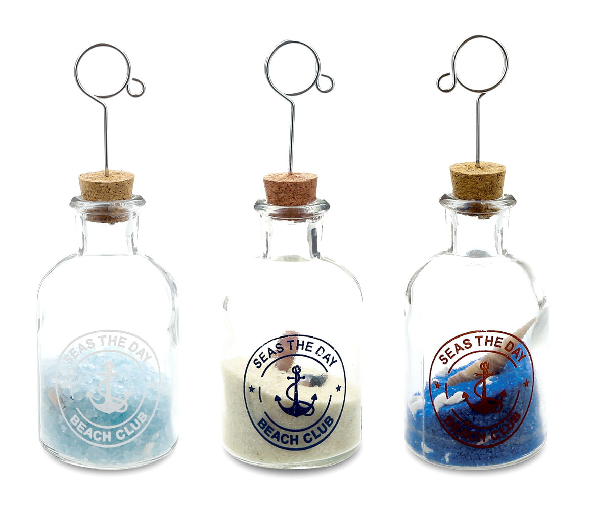 Blue Sea Glass Bottle*Starfish Bottle*Hand Painted*Coastal Decor*Beach House*Blue Sea Glass*Seashells*Ocean in a Bottle*Coastal Home Decor
