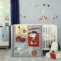 Bedtime Originals Snoopy Sports 3-Piece Crib Bedding Set - Blue, Red, Gray