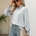 thumbnail image 3 of Defitshape Women's Soft Shirt Ruffle Blouse Summer Floral Boho Peasant Long Sleeve Lantern Sleeve Blouses Grey Small, 3 of 4